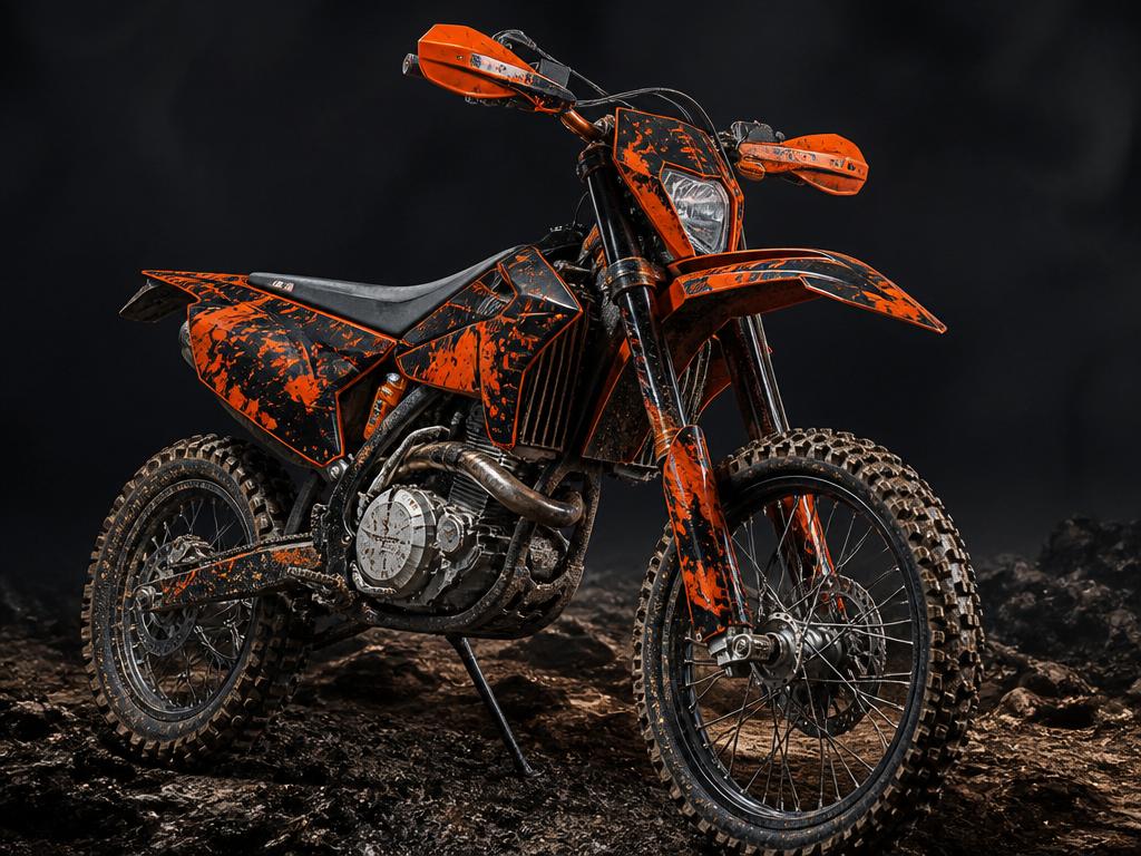 Moto off-road com kit gráfico padrão da Criva Motors